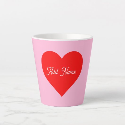 Rotes Herz Pastell Pink Personalisiert Milchtasse (Vorderseite)