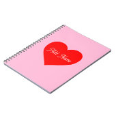 Rotes Herz Pastell Pink Personalisiert Notizblock (Linke Seite)
