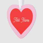 Rotes Herz Pastell Pink Personalisiert Ornament (Vorderseite)