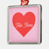 Rotes Herz Pastell Pink Personalisiert Ornament Aus Metall (Links)