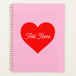 Rotes Herz Pastell Pink Personalisiert Planer