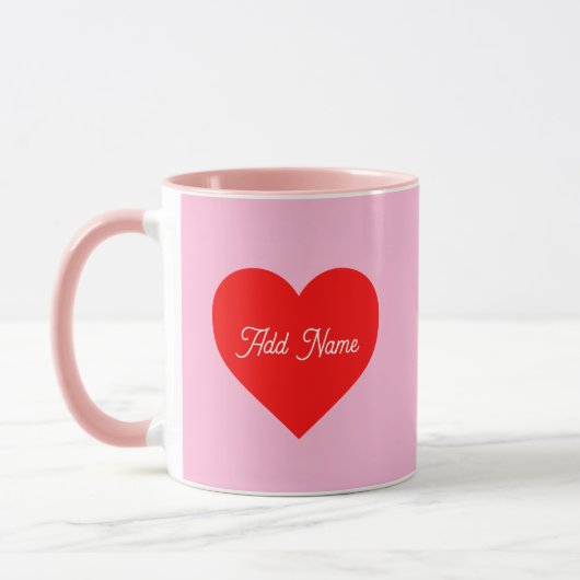 Rotes Herz Pastell Pink Personalisiert Tasse (Links)