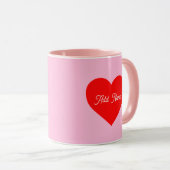 Rotes Herz Pastell Pink Personalisiert Tasse (VorderseiteRechts)