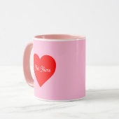 Rotes Herz Pastell Pink Personalisiert Tasse (Vorderseite Links)