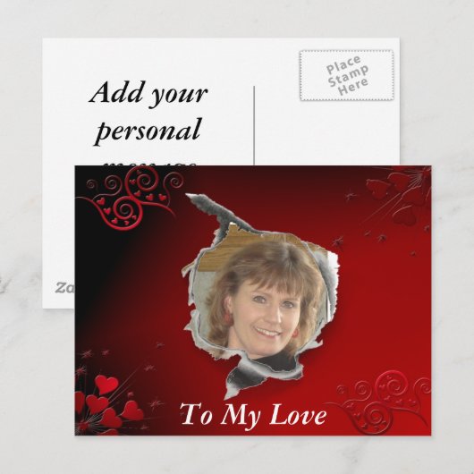 Rotes Herz Postkarte (Vorne/Hinten)