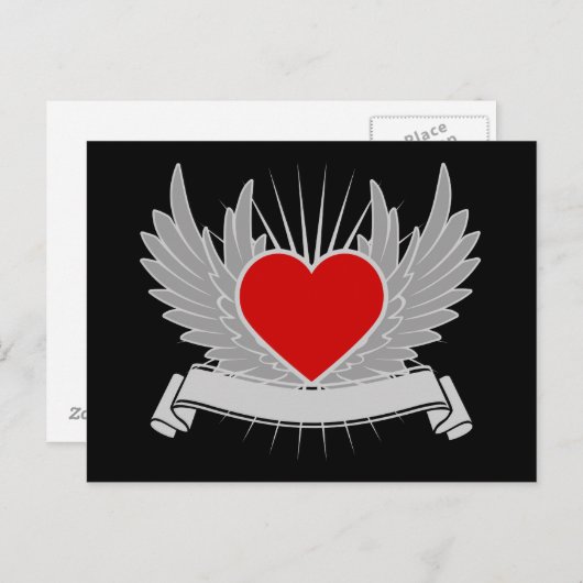 Rotes Herz Postkarte (Vorne/Hinten)