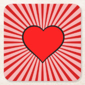 Rotes Herz Rechteckiger Pappuntersetzer (Vorderseite)