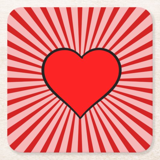Rotes Herz Rechteckiger Pappuntersetzer (Vorderseite)