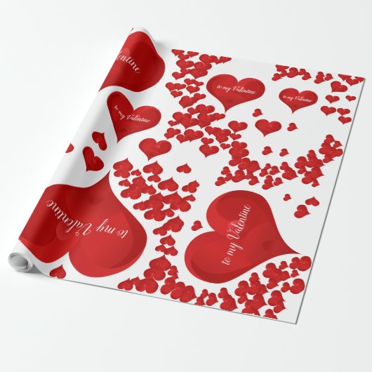 Rotes Herz Romantische Liebe Valentine Geschenkpapier (Ungerollt)