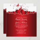 Rotes Herz Romantisches Brautparty Einladung (Vorne/Hinten)