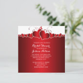 Rotes Herz Romantisches Brautparty Einladung (Stehend Vorderseite)