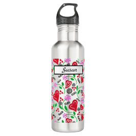 Rotes Herz Rosa Blume Wasser Flasche Edelstahlflasche