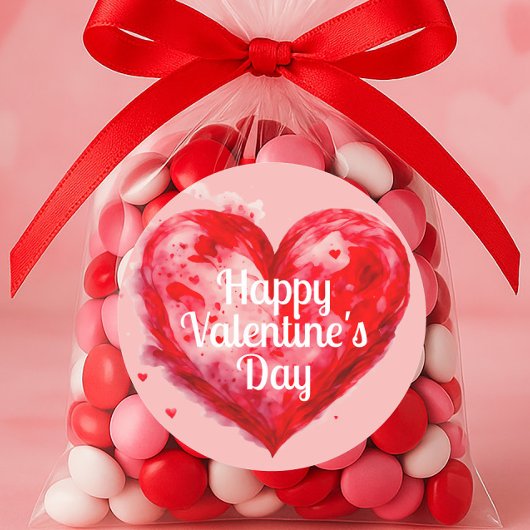 Rotes Herz Rosa Glücklicher Valentinstag Runder Aufkleber