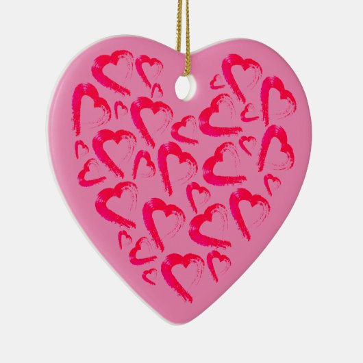 Rotes Herz Rosa Keramik Ornament (Rechts)