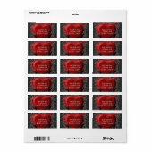 Rotes Herz & Rose Gotische Valentinische Hochzeits Adressaufkleber (Vorne)