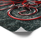 Rotes Herz & Rose Gotische Valentinische Hochzeits Poster (Ecke)