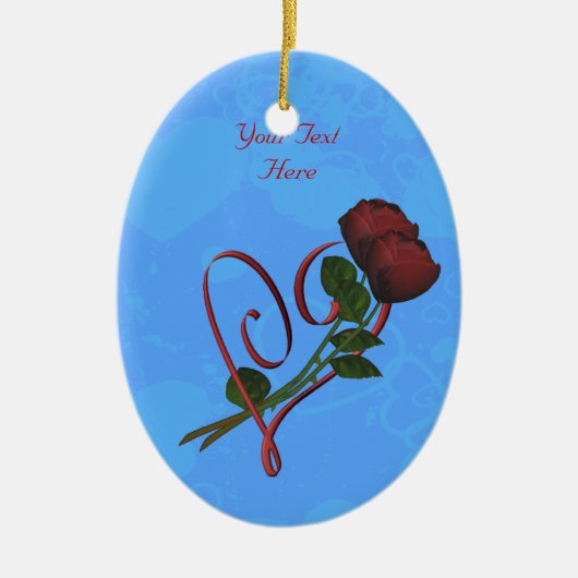 Rotes Herz - Rosenknospe Ornament (Vorne)