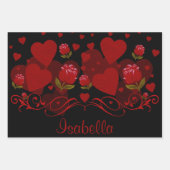Rotes Herz, rote Rosen für Valentinstag Geschenkpapier Set (Vorderseite 2)