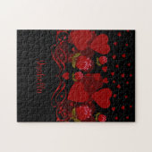 Rotes Herz, rote Rosen für Valentinstag Puzzle (Horizontal)