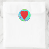 Rotes Herz Runder Aufkleber (Tasche)