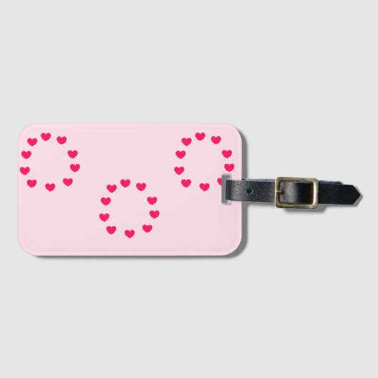Rotes Herz rundet Rosa ab Gepäckanhänger (Vorderseite (Horizontal))
