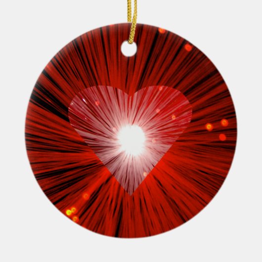 Rotes Herz Rundschmuck Keramikornament (Vorne)