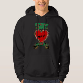 Rotes Herz Santa Sleigh Rentierfest Weihnachten Hoodie