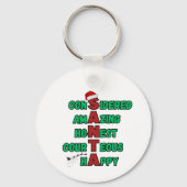 Rotes Herz Santa Sleigh Rentierfest Weihnachten Schlüsselanhänger (Rückseite)