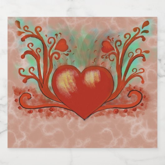 Rotes Herz Schaumweinetikett (Einzelnes Label)