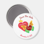 Rotes Herz, Schmetterling Save the Date Magnet (Vorderseite/Rückseite)