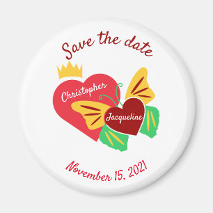 Rotes Herz, Schmetterling Save the Date Magnet