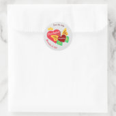 Rotes Herz, Schmetterling Save the Date Runder Aufkleber (Tasche)