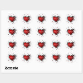 Rotes Herz Schwarze Wirbel Save the Date Sticker (Blatt)