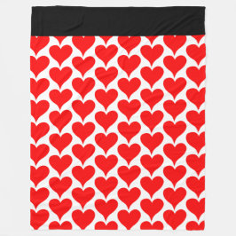 Rotes Herz Schwarzes Muster Fleecedecke