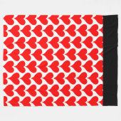 Rotes Herz Schwarzes Muster Fleecedecke (Vorderseite (Horizontal))