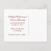 Rotes Herz Scrolls Multifunktionsleisten-Foto Save Ankündigungspostkarte (Rückseite)