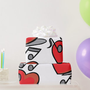 Rotes Herz singende Musiknoten Geschenkpapier