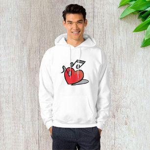 Rotes Herz singende Musiknoten Hoodie