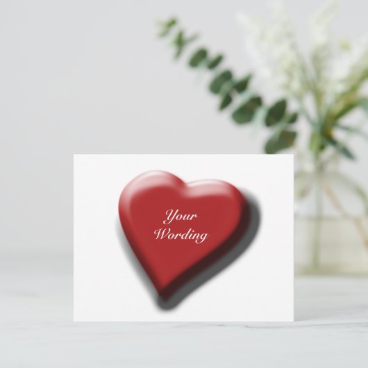 Rotes Herz Single elegante Lieben Postkarte (Stehend Vorderseite)