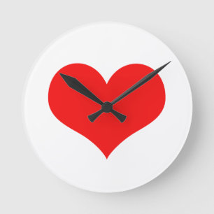 Rotes Herz Süßer Valentinstag Weiß Benutzerdefinie Runde Wanduhr
