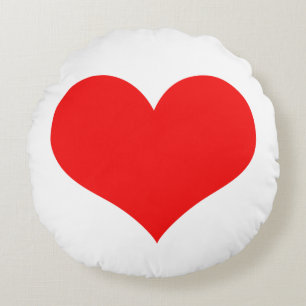 Rotes Herz Süßes Valentinstag Custom Farbe Weiß Rundes Kissen