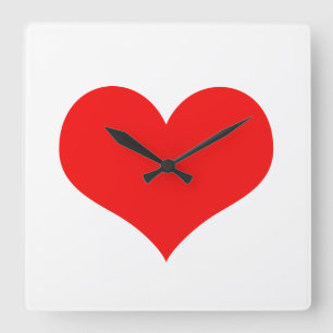 Rotes Herz Süßes Valentinstag Weiß Benutzerdefinie Quadratische Wanduhr