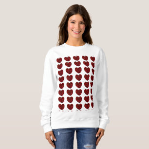 Rotes Herz Sweatshirt für Damen in Weiß