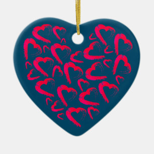 Rotes Herz Türkis Keramik Ornament