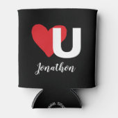 Rotes Herz U Liebe Valentinstag Mit Monogramm Name Dosenkühler (Vorderseite)