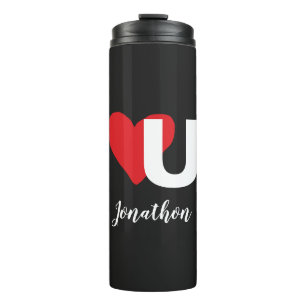 Rotes Herz U Liebe Valentinstag Mit Monogramm Name Thermosbecher