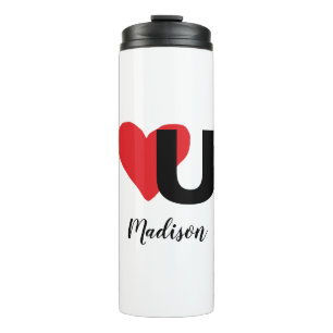 Rotes Herz U Liebe Valentinstag Mit Monogramm Name Thermosbecher