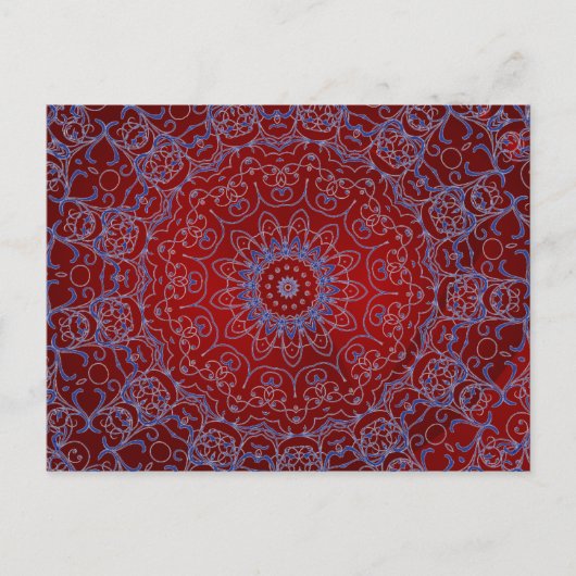 Rotes Herz und Blaue Spitzen Postkarte (Vorderseite)