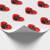 Rotes Herz und Hundekuh drucken Geschenkpapier (Ecke)