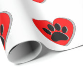 Rotes Herz und Hundekuh drucken Geschenkpapier (Rolleneckpunkt)